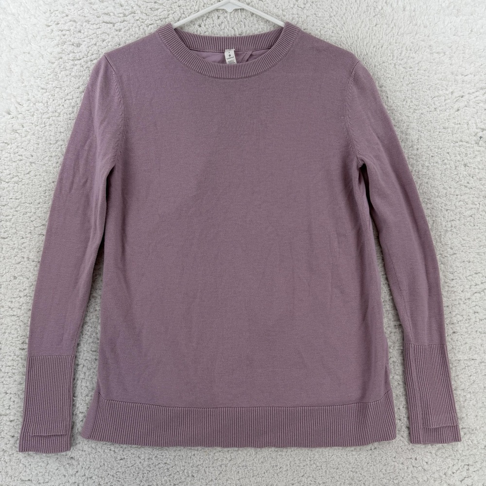 Lululemon Still At Ease Pullover Womens 4 Purple Open Back Knit Sweater Cashmere